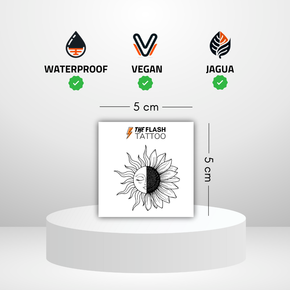 Tatouage tournesol noir et blanc soleil