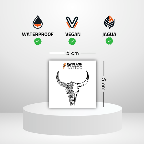 Tatouage ephemere buffle avec fleurs