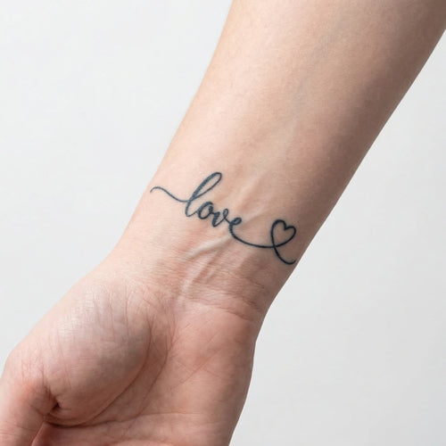 Tatouage femme poignet love éphémère jusqu'à 2 semaines effet réaliste
