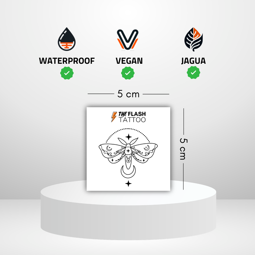 Tatouage ephemere papillon avec lune