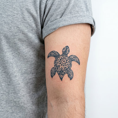 Tatouage ephemere tortue tribal pour femme