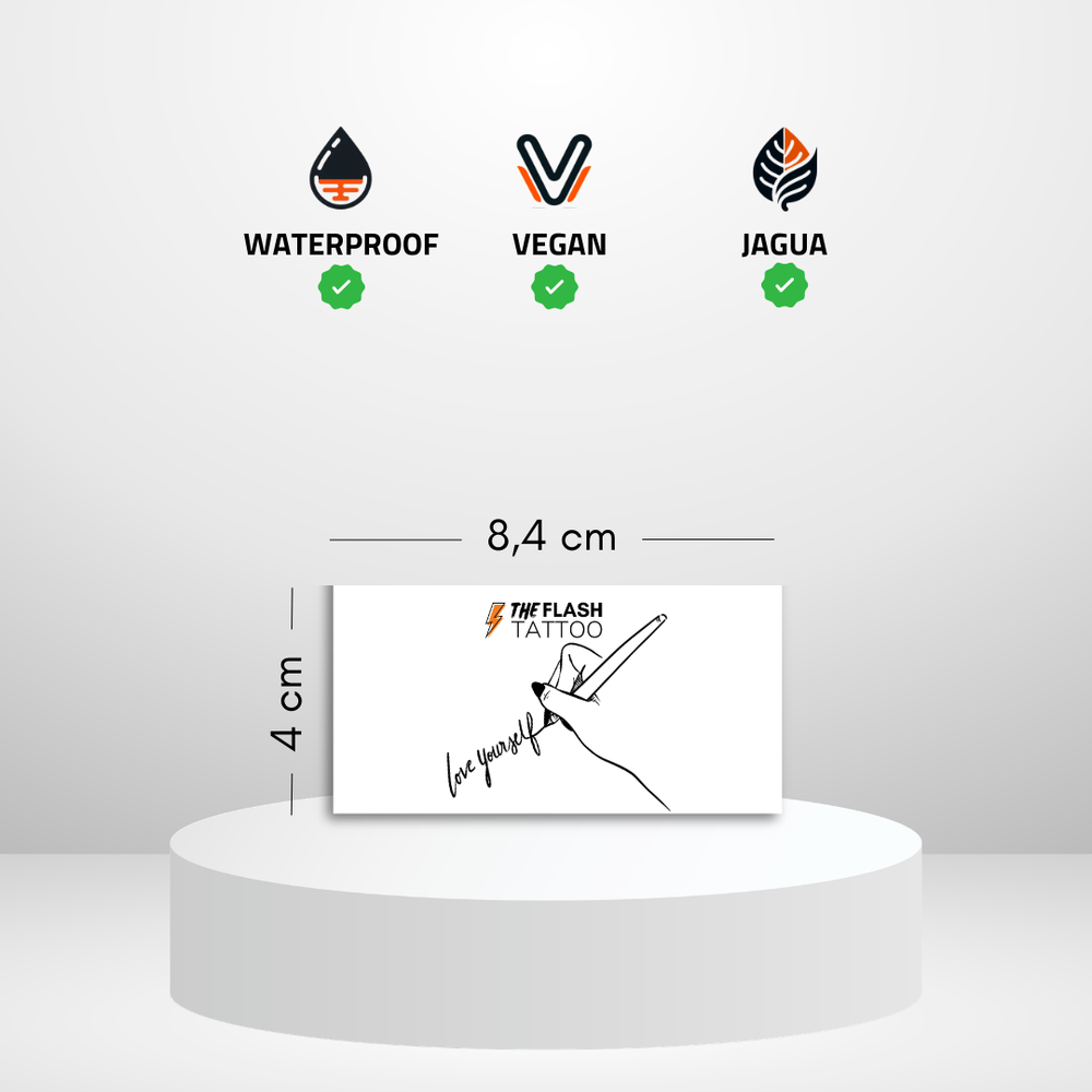 Tatouage éphémère citation love yourself