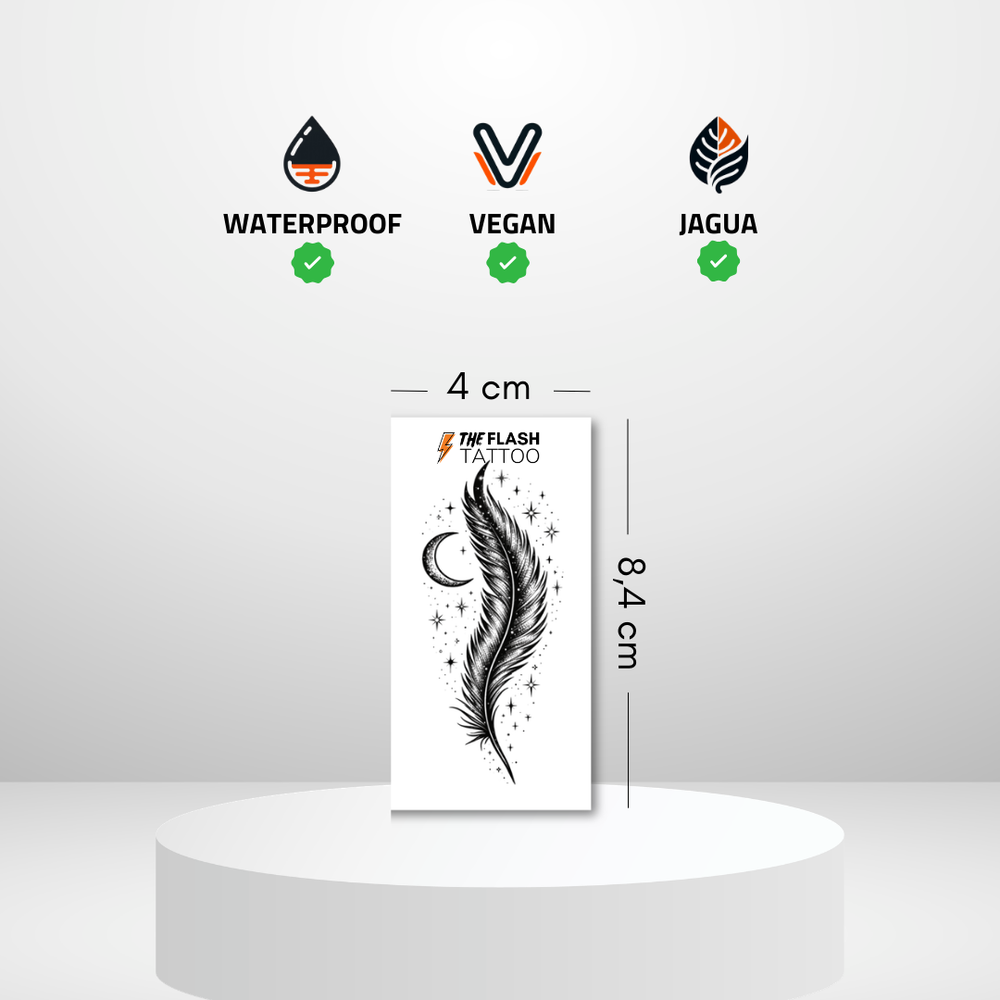 Tattoo ephemere plume lune et etoiles