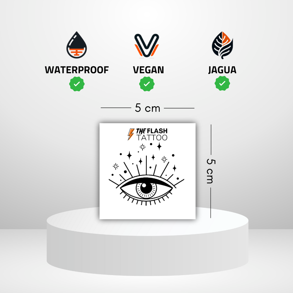 Tatouage oeil avec étoiles idéal pour femme symbole de protection