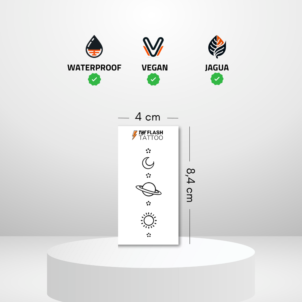 Tatouage ephemere planète très réaliste qui dure deux semaines à l'encre de jagua