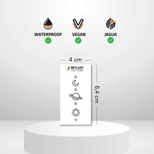 Tatouage ephemere planète très réaliste qui dure deux semaines à l'encre de jagua