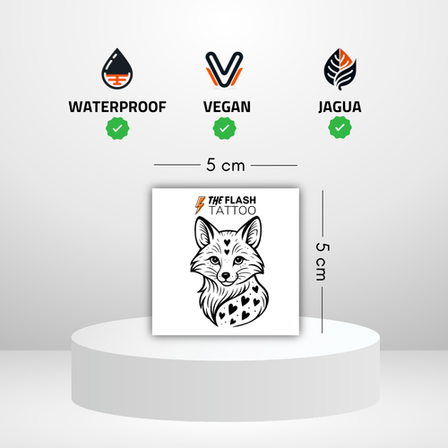 Tatouage éphémère renard avec coeur